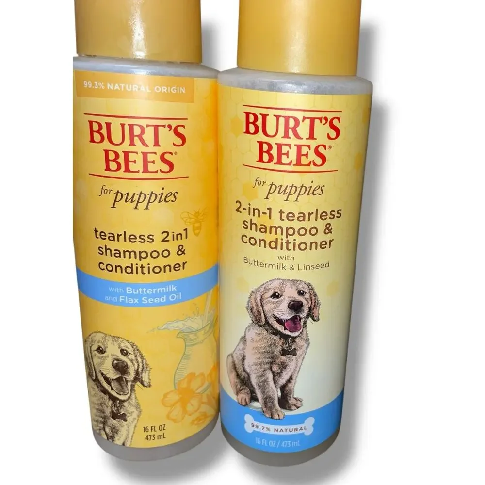 Burts Bees Puppies Natural Tearless 2 in 1 Shampoo Conditioner 16oz Lot of 2 Pet